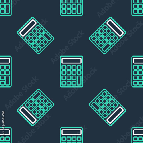 Line Calculator icon isolated seamless pattern on black background. Accounting symbol. Business calculations mathematics education and finance. Vector.