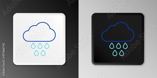 Line Cloud with rain icon isolated on grey background. Rain cloud precipitation with rain drops. Colorful outline concept. Vector.