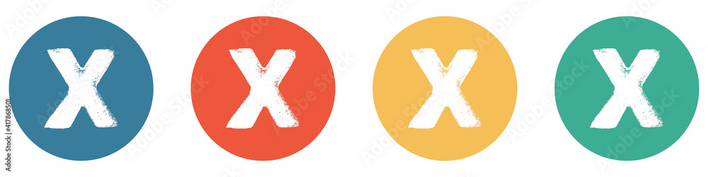 Fototapeta premium Bunter Banner mit 4 Buttons: Buchstabe X