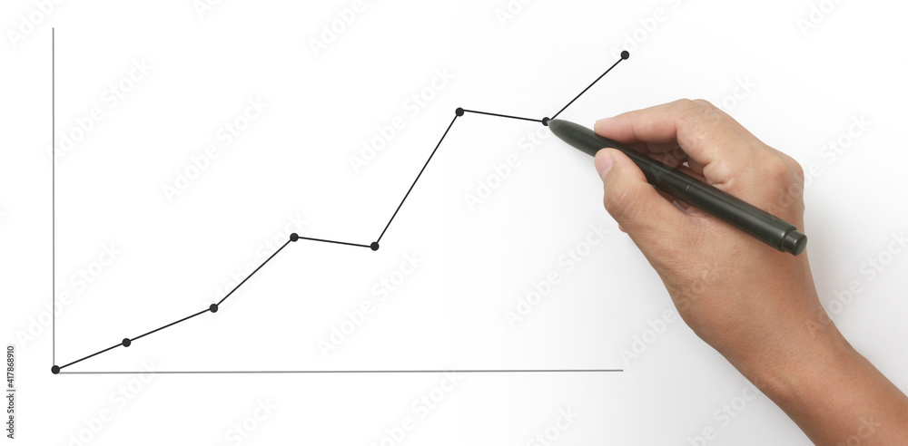 Hand drawing chart, graph stock of growth Hand drawing chart, graph stock of growth
