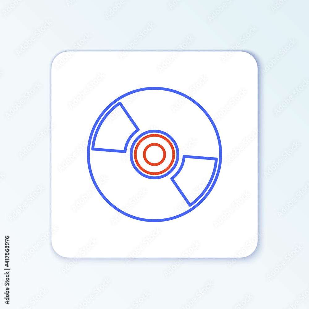 Line CD or DVD disk icon isolated on white background. Compact disc sign. Colorful outline concept. Vector. Line CD or DVD disk icon isolated on white background. Compact disc sign. Colorful outline concept. Vector.