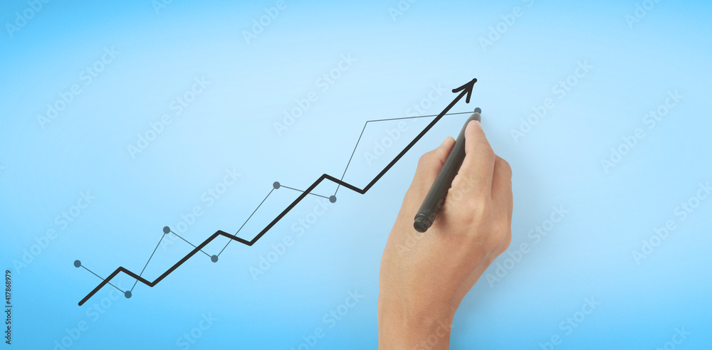 Hand drawing chart, graph stock of growth Hand drawing chart, graph stock of growth
