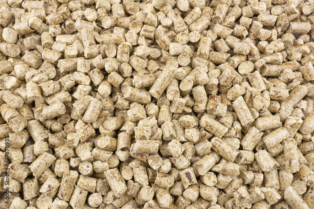 Wood litter for animal toilet close-up, background Wood litter for animal toilet close-up, background