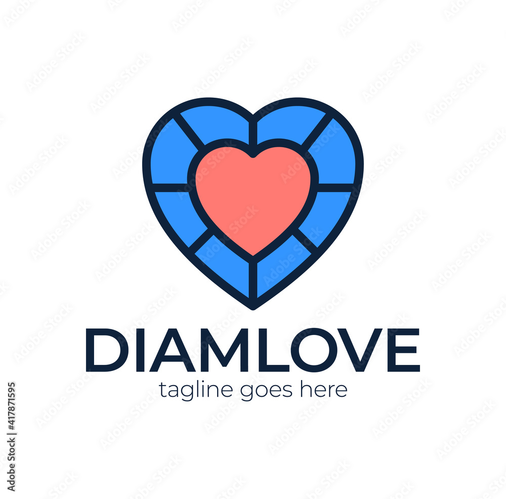 love diamond logo icon design template sign. Modern diamond heart love logo icon vector template
