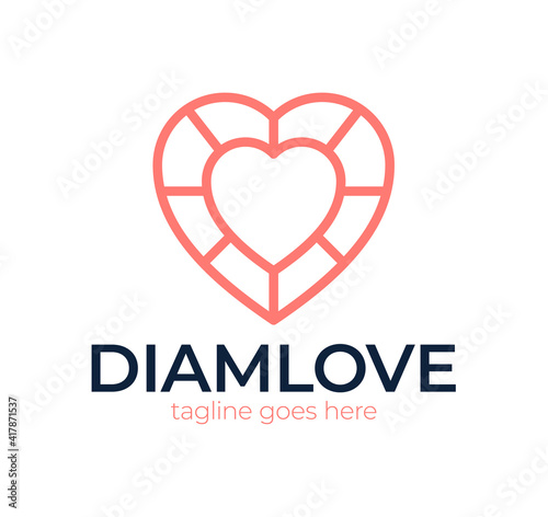 love diamond logo icon design template sign. Modern diamond heart love logo icon vector template
