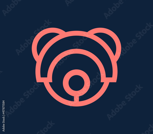 Space Robot Bear vectro logo. Toy store simple logotype with bear head illustration.