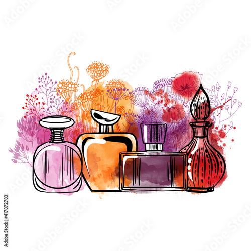 set of parfume bottles
