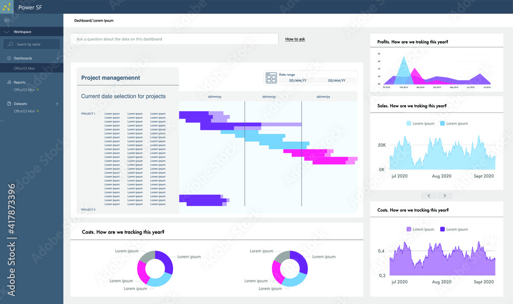 Blue dashboard for Business Intelligence