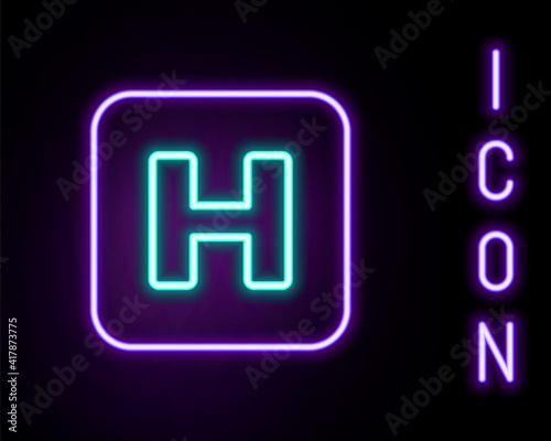 Glowing neon line Hospital sign icon isolated on black background. Colorful outline concept. Vector.