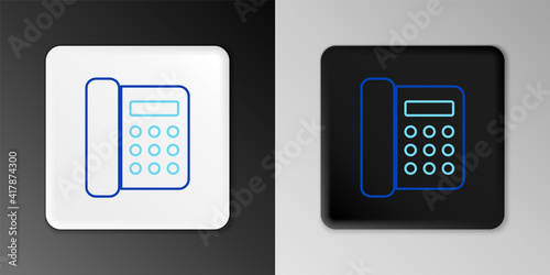 Line Telephone icon isolated on grey background. Landline phone. Colorful outline concept. Vector.