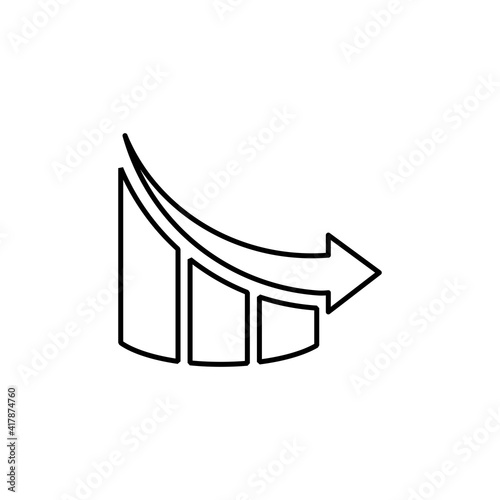 Down graph and down arrow. Descent rate. Reducing addiction. Vector linear icon isolated on white background.