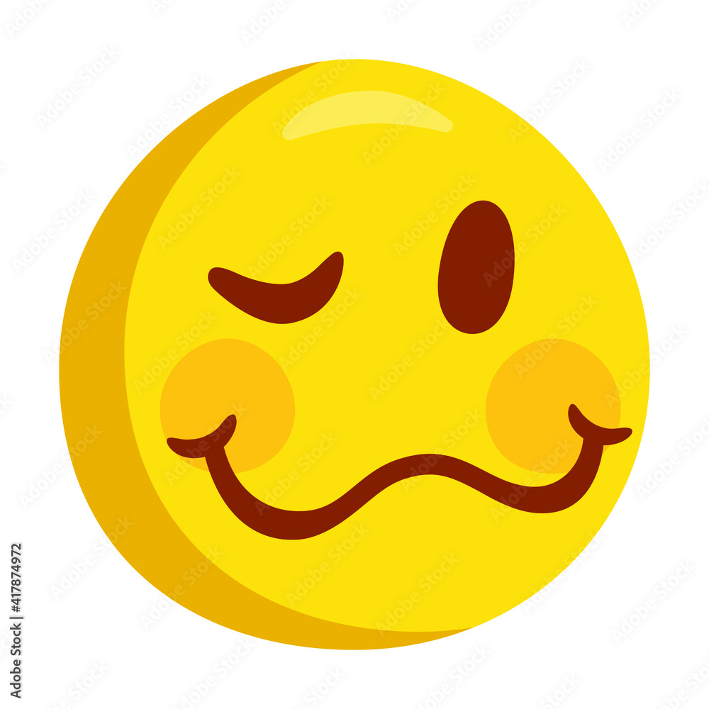 Woozy Face Emoji Icon Illustration. Drunk Symbol Emoticon Design Doodle.  Stock Vector | Adobe Stock