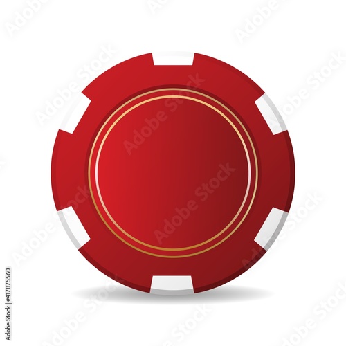 Red matte casino chip for poker or roulette. Realistic 3d. Elements for the design of a logo, website or banner. Vector illustration.