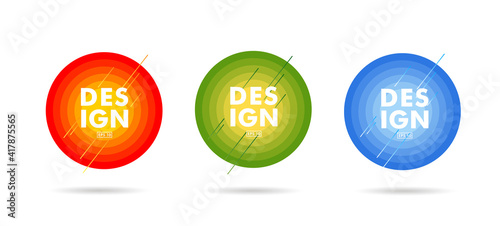 Set of round graphic elements for infographics with dynamic lines crossing circles with place for copy inside
