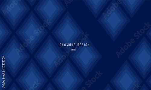 geometric background or presentation slide cover with romb shapes forming texture, deep dark blue color photo