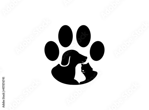 dog and cat paw logo vector image