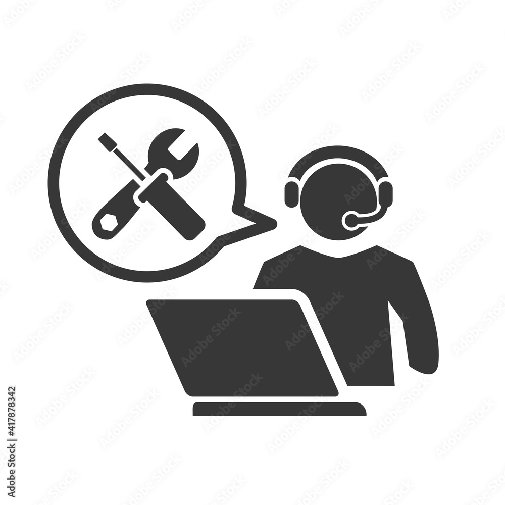 Technical Support Customer Service - vector illustration icon on white background - obrazy, fototapety, plakaty 