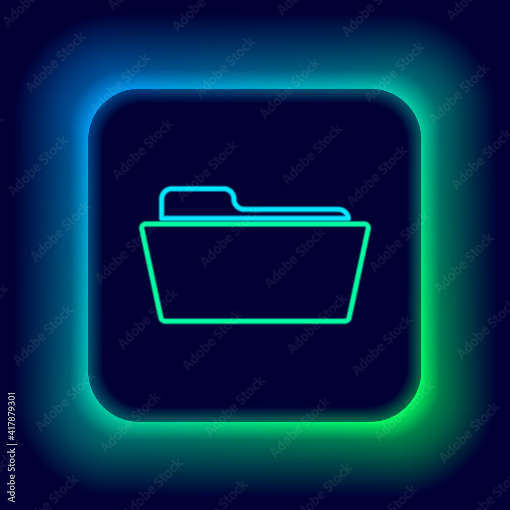 Glowing neon line Folder icon isolated on black background. Colorful outline concept. Vector. Glowing neon line Folder icon isolated on black background. Colorful outline concept. Vector.