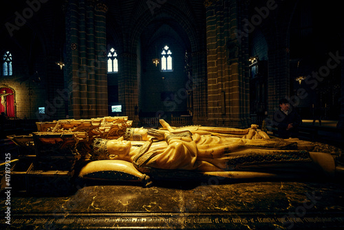 The tomb of Carlos III the Noble and Eleanor of Castile in the cathedral of Pamplona photo