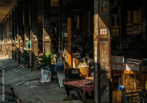 bangkok,Thailand - Feb 28, 2021 : Storage area behind at old market. Selective focus.