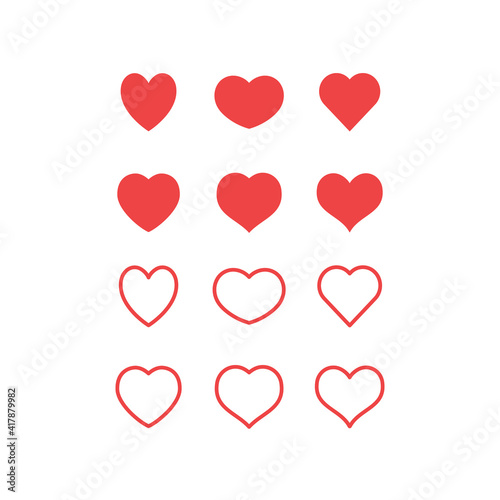 Hearts icon set. Valentine's day heart vector.