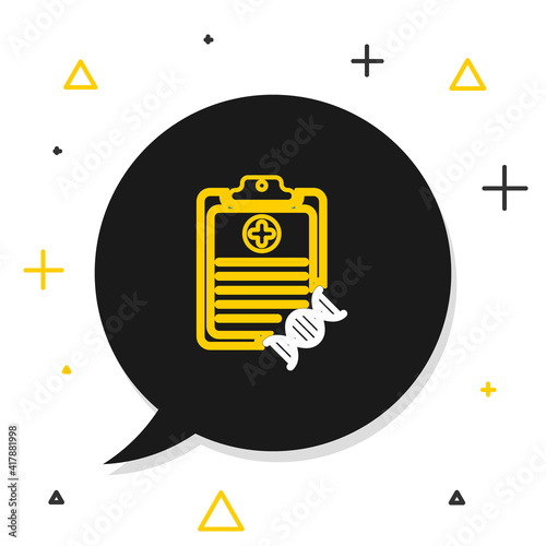 Line Clipboard with DNA analysis icon isolated on white background. Genetic engineering, genetics testing, cloning, paternity testing. Colorful outline concept. Vector.