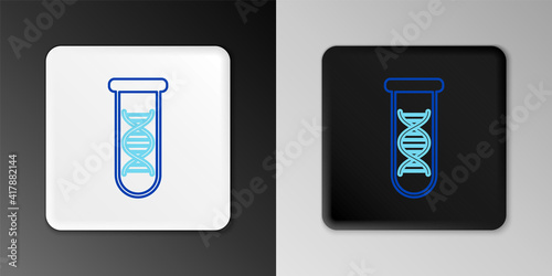 Line DNA research, search icon isolated on grey background. Genetic engineering, genetics testing, cloning, paternity testing. Colorful outline concept. Vector.