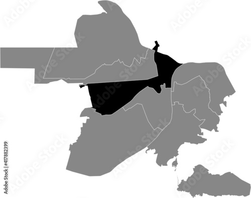 Black highlighted location map of the Nizhegorod Kanavinsky District (raion) inside gray map of Nizhny Novgorod, Russia photo