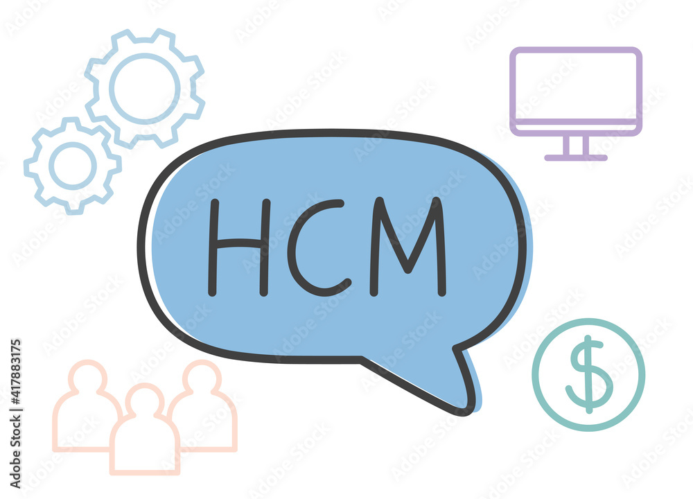 HCM (Human Capital Management) written in speech bubble- vector illustration HCM (Human Capital Management) written in speech bubble- vector illustration