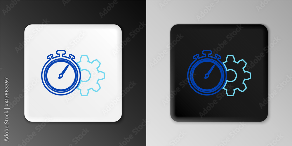 Line Time management icon isolated on grey background. Clock and gear sign. Productivity symbol. Colorful outline concept. Vector. Line Time management icon isolated on grey background. Clock and gear sign. Productivity symbol. Colorful outline concept. Vector.