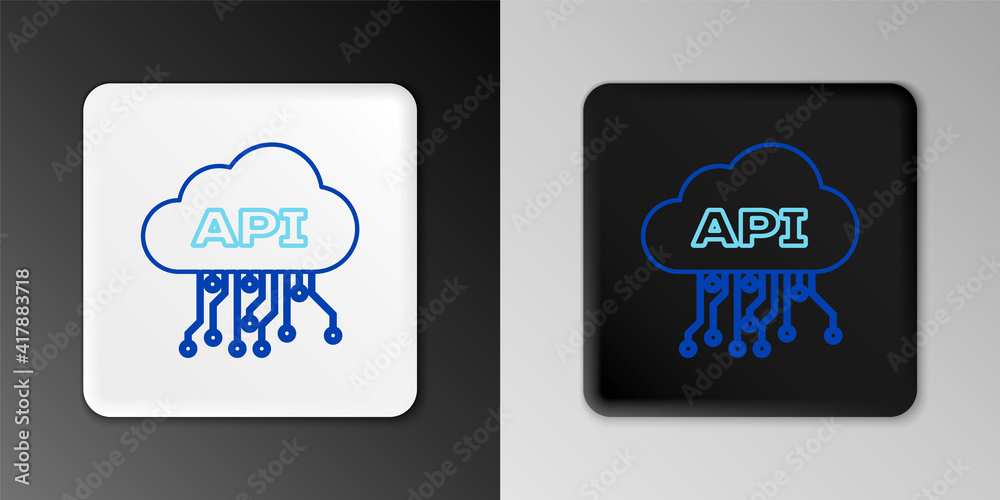 Line Cloud api interface icon isolated on grey background. Application programming interface API technology. Software integration. Colorful outline concept. Vector. Line Cloud api interface icon isolated on grey background. Application programming interface API technology. Software integration. Colorful outline concept. Vector.