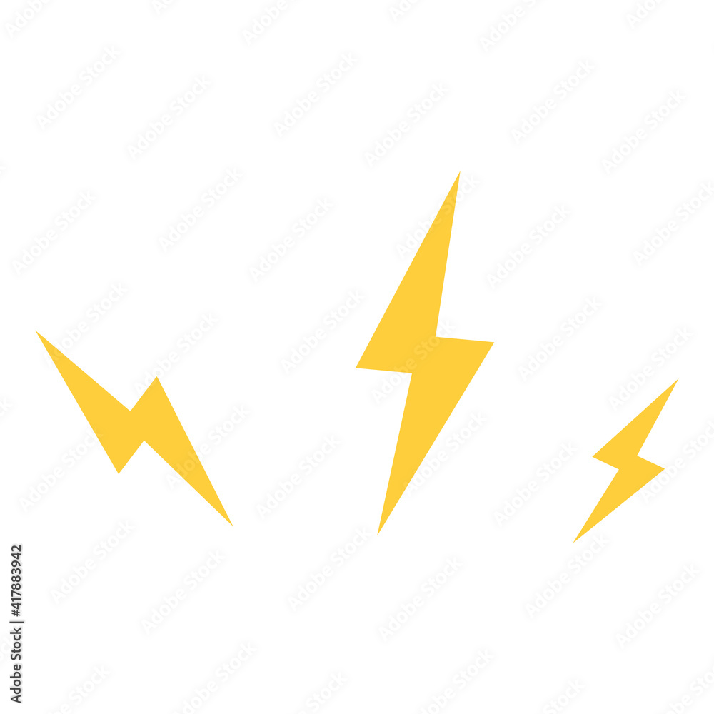 Lightning icon. Flash symbol in yellow. Shock sign. Danger and power icon.  Lightning energy Stock Vector | Adobe Stock