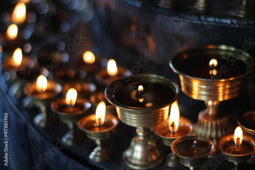 burning candles in church