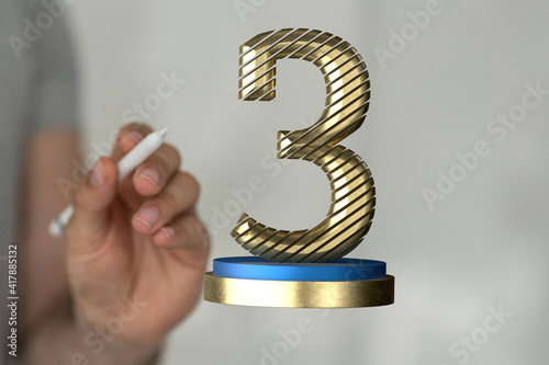 3rd place letter in 3d in hand