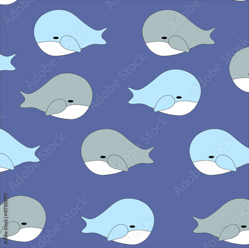 vector sea whales pattern wallpaper background illustration
