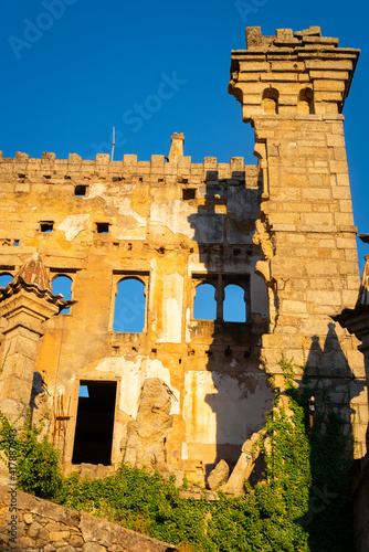 Abandoned ruin building of Termas Radium Hotel Serra da Pena in Sortelha, Portugal photo