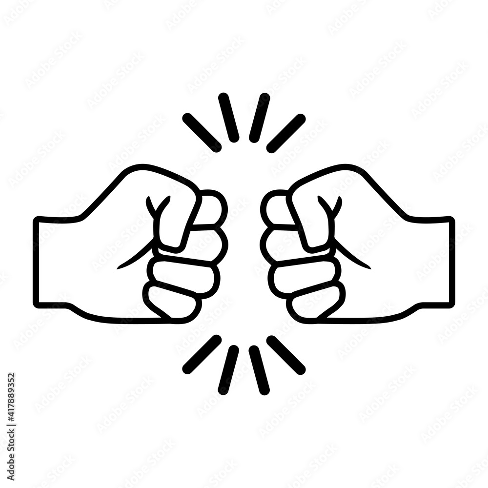 Fist bumping. Two human hands giving fist bump . Flat style vector illustration