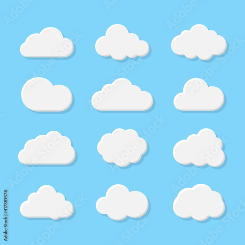 Cloud icons set in trendy flat style isolated on blue background. Cloud web icons set. Simple vector symbols collection © dia99