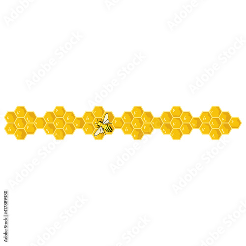 Honeycomb and bee border - Seamless textile border