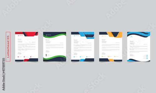 Business letterhead design set, Modern corporate letterhead design template