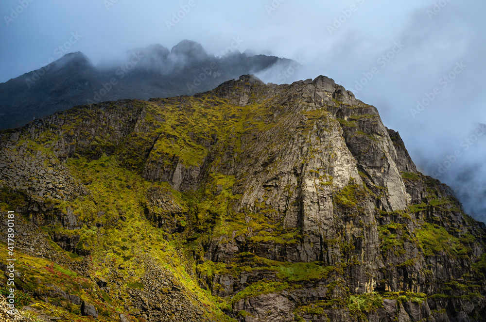 Mountains shrouded in mist, Sela Pass, Tawang, Arunachal Pradesh, India. Mountains shrouded in mist, Sela Pass, Tawang, Arunachal Pradesh, India.