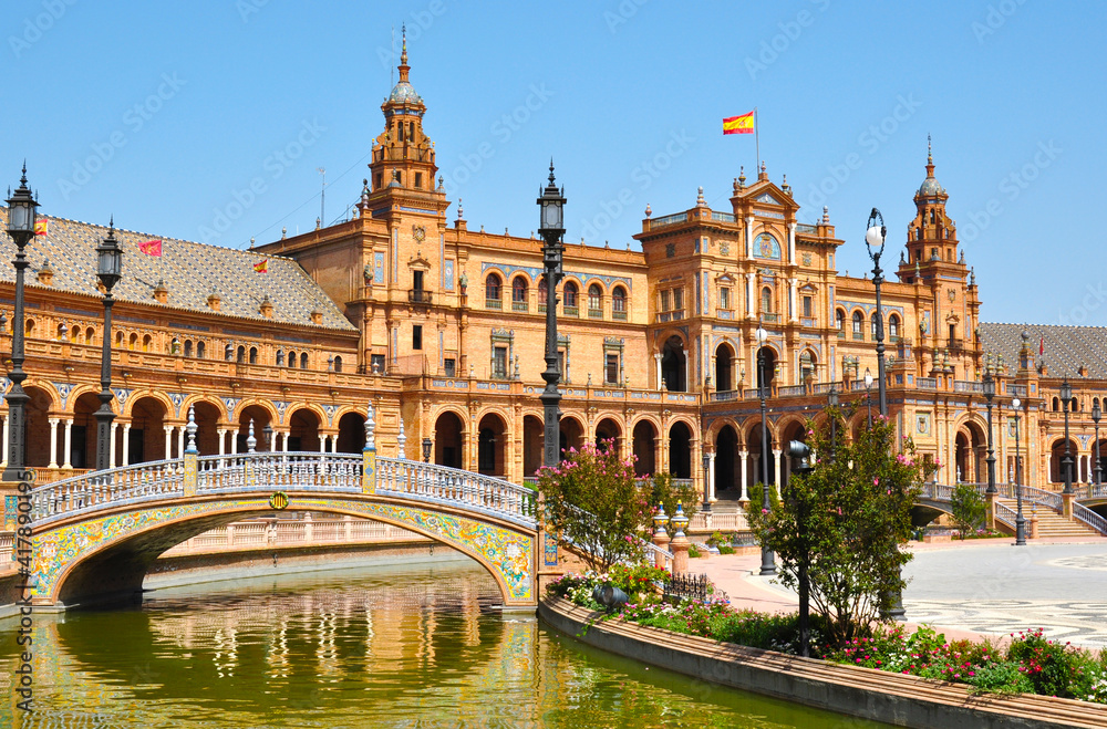 Architecture of Spain square, Seville, Spain