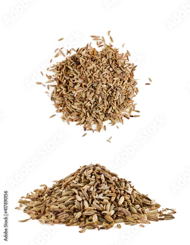 Fennel seeds isolated on a white background.