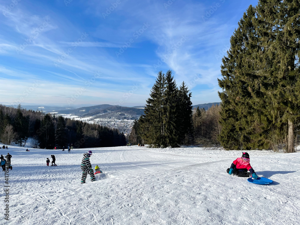 Fototapeta premium Rodelhang am Knüllfeld / Thüringer Wald