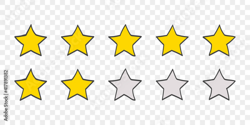 Stars quality rating icons. Drawn stars icons. Sketch style icons. Vector illustration
