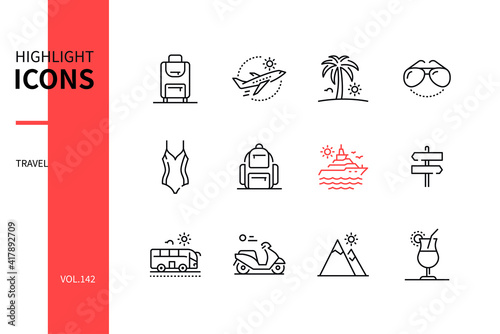 Travel - modern line design style icons set