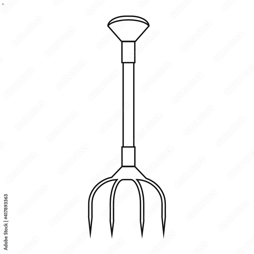 vector simple drawing thin line abstract logo icon pitchfork isolated black on white background vector simple drawing thin line abstract logo icon pitchfork isolated black on white background