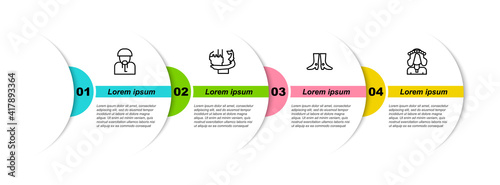 Set line Ukrainian cossack, Monument to founders of Kiev, footwear and woman. Business infographic template. Vector.