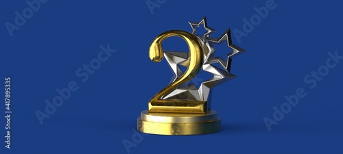 2nd award prize isolated in 3d