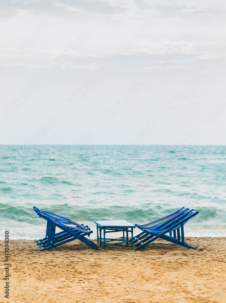 Beach chair in front the sea